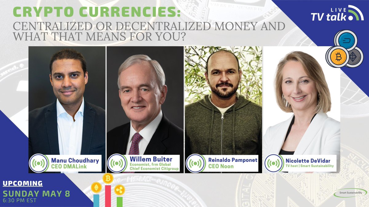 NDevidar's tweet photo. #Cryptocurrencies: #Centralized or #decentralized #money and what that means for you?
🔺Manu Choudhary: CEO #DMALink
🔺@willem_buiter: Economist, frm Global Chief Economist Citigroup
🔺@rpamponet: CEO #Noon
May 8- 6:30pm EST
LiveTV CH10/DC-NoVa
https://t.co/z0f8Ttr9ZB
#Crypto https://t.co/oIqKJnnys0