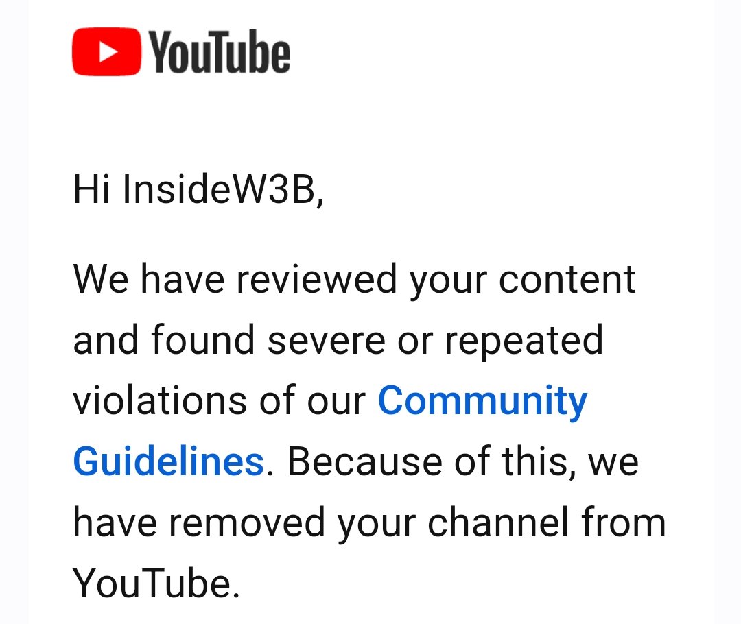 montemagno's tweet photo. Ok @YouTube has terminated one of my channel focused on Web3 where we have interviews with guests like @saylor @cz_binance @IOHK_Charles @silviomicali...
I am on YouTube since 2005 and yes those interviews can damage... ignorance!
I am appealing, we need decentralization
#Web3 https://t.co/wnrJ2i1S7R