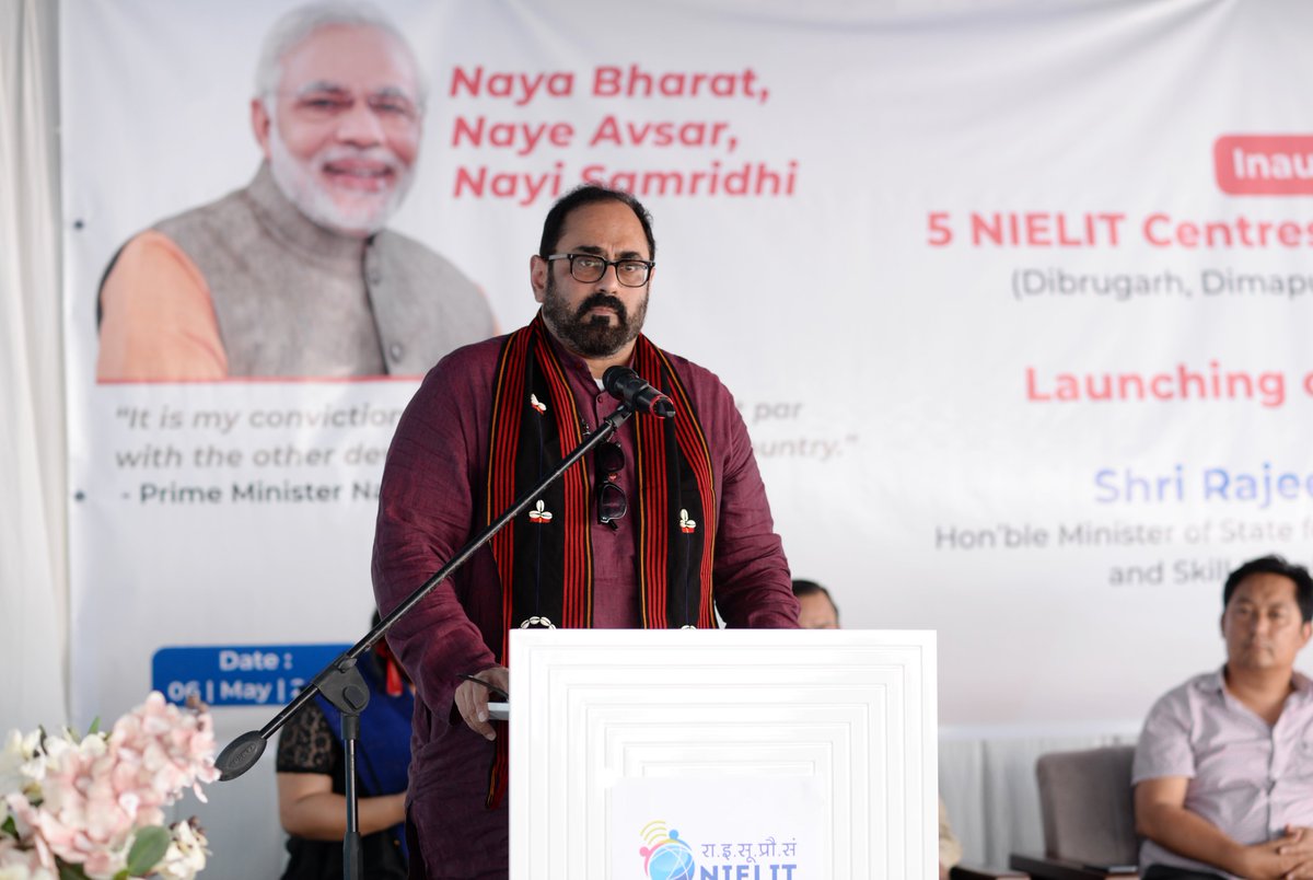 NIELITIndia's tweet photo. Honโble Union Minister of State, Shri @Rajeev_GoI today inaugurated 05 #NIELIT Centres in #NorthEasternRegion and also launched #NECB 2.0 project to provide skilling, reskilling & upskilling in the areas of #IECT to the youths of #NorthEasternStates . #DigitalNorthEast https://t.co/M5HAJOaSkd