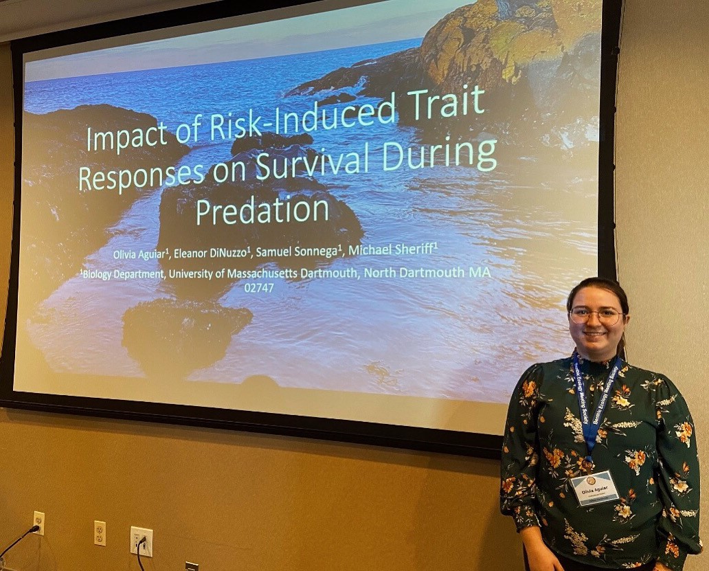 thefaylab's tweet photo. Congratulations to Marine Data Science Technician Olivia Aguiar, graduating today with a B.S. in Biology! Olivia has had an incredible impact on the Fay Lab and across campus (seen here presenting at the Benthic ecology meeting) and we wish her the best on all that lies ahead! https://t.co/8YIuArdiXt