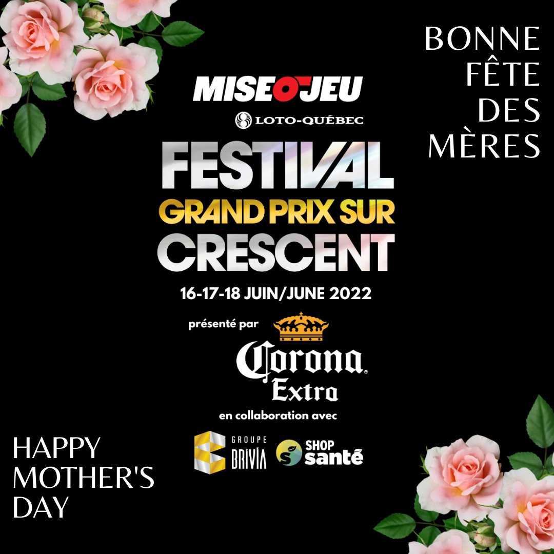 FestGPCrescent's tweet photo. L'équipe du Festival Grand Prix sur Crescent et ses partenaires souhaitent une joyeuse fête des mères à toutes les mamans !

The Crescent Street Grand Prix Festival team and its partners wish all mothers a Happy Mother's Day! 

#mothersday #fetedesmeres #grandprixsurcrescent https://t.co/FFwv0g7Qle