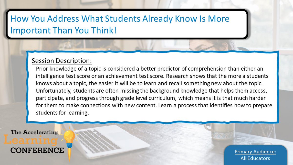 Previewing to build background knowledge supports #Students’ reading comprehension by helping them attach new learning to something they already know, helping to build their confidence &amp; competence in a lesson. Learn more👉bit.ly/Accel-Learning #AcceleratingLearning #edchat