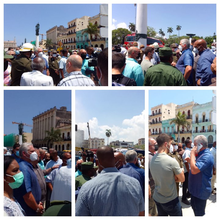 InesMChapman's tweet photo. Nuestro Presidente @DiazCanelB, el Primer Ministro @MMarreroCruz y el Presidente de @AsambleaCuba de inmediato se trasladaron hacia el lugar del accidente en el Hotel Saratoga. Se informa minuto a minuto a través de la prensa nacional 🇨🇺 https://t.co/iusUxDgOQg