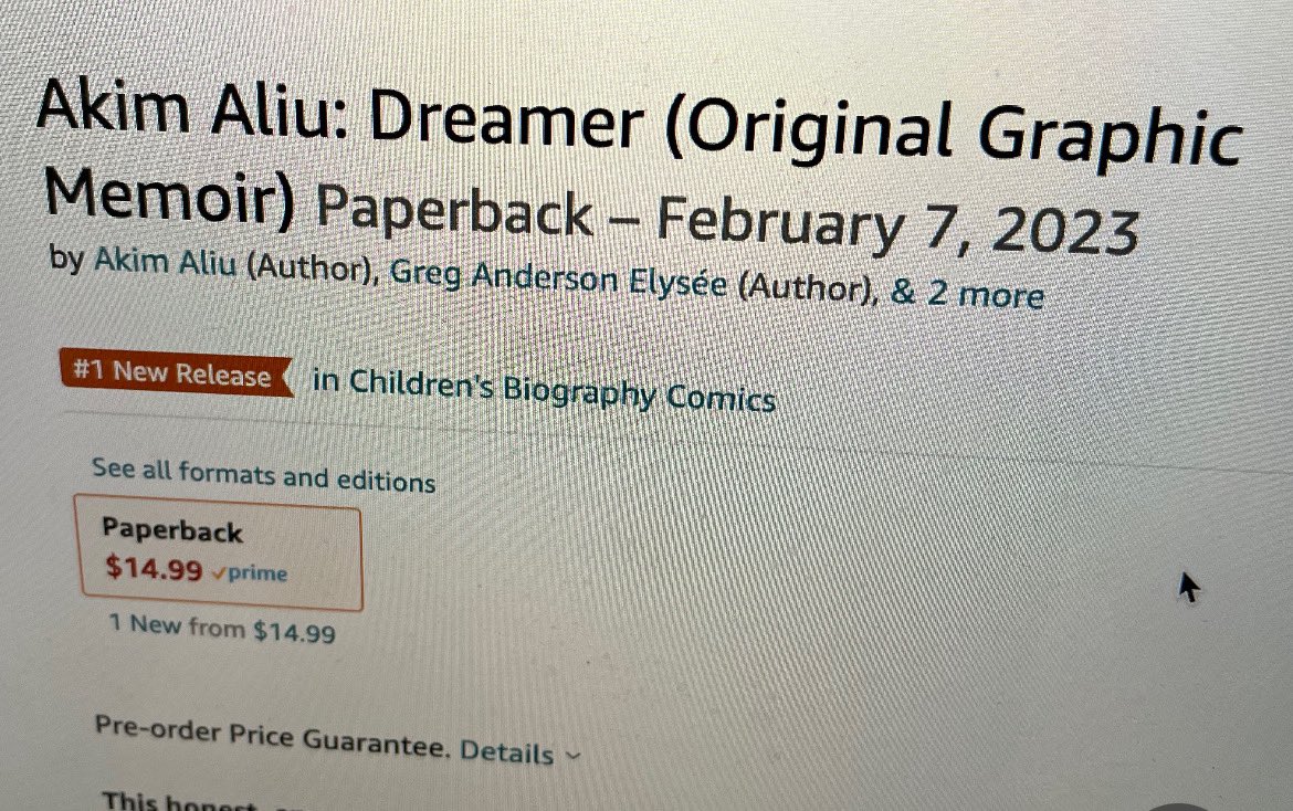 dreamer_aliu78's tweet photo. Wow!!! I am at a loss of words. I just looked online and my new graphic novel out next February  is a #1 new release on Amazon!  Thank you so much for your support!! You can pre-order below.  https://t.co/xH9aW6aUt3 https://t.co/cAZi4HUM3W