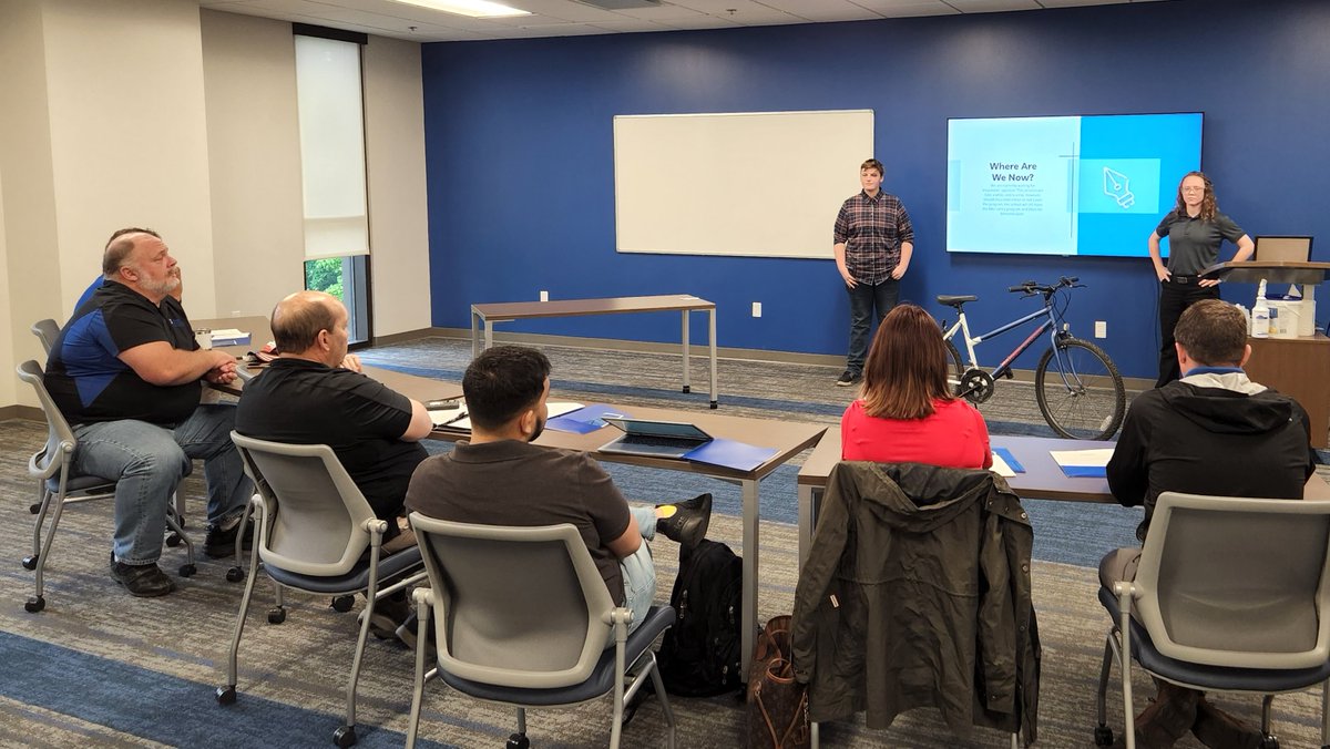 Gluckaneering's tweet photo. Our EDD class presented their humanitarian/sustainability projects to local Industry &amp; Business leaders in a "Shark Tank" event! The projects were critiqued, feedback was given, and 'investments' were made! Congrats to "Blue Raider Cycles" for earning the most investment! @CCSCTE https://t.co/sNUptdvOU2