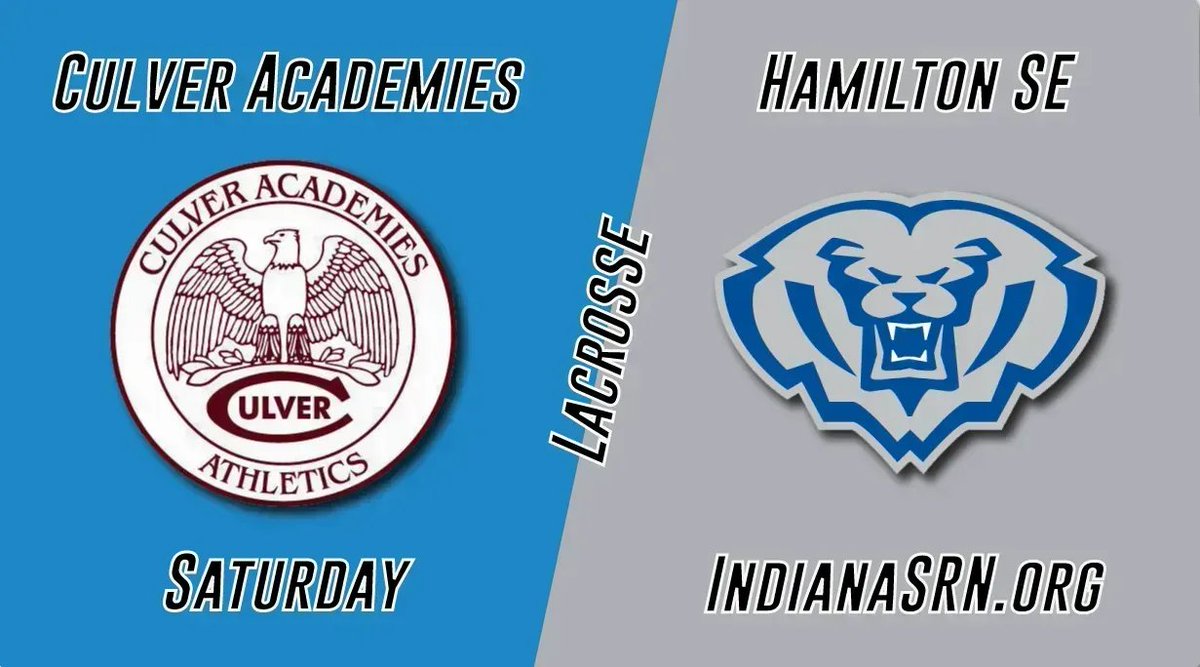 IndianaSRN's tweet photo. Be sure to catch Culver @ HSE lacrosse tomorrow on https://t.co/7e9g1JQwJY! See all the action LIVE for FREE starting at 4:50 p.m. ET. @IHSLA_Lax @CulverAthletics @Culver_Lacrosse @HSEAthletics @HSE_lax https://t.co/ELqmuHVomK
