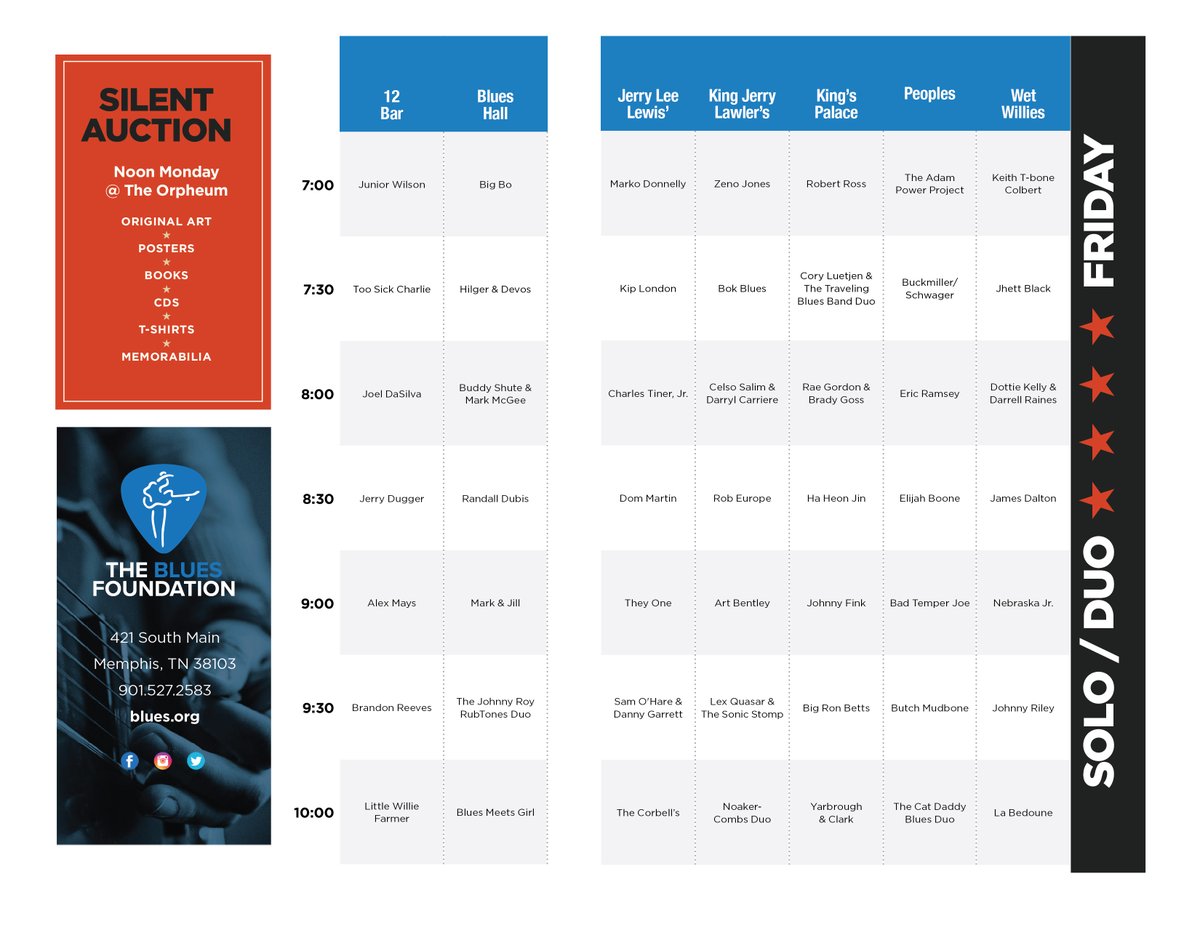 Today is the day IBC fans! The International Blues Challenge is BACK ON BEALE beginning tonight with Round 1 of Quarterfinals. Headquarters are located on the 2nd Floor of 152 Beale.

Check out the Quarterfinals schedule for TONIGHTS Band and Solo/Duo competitions! #IBC2022