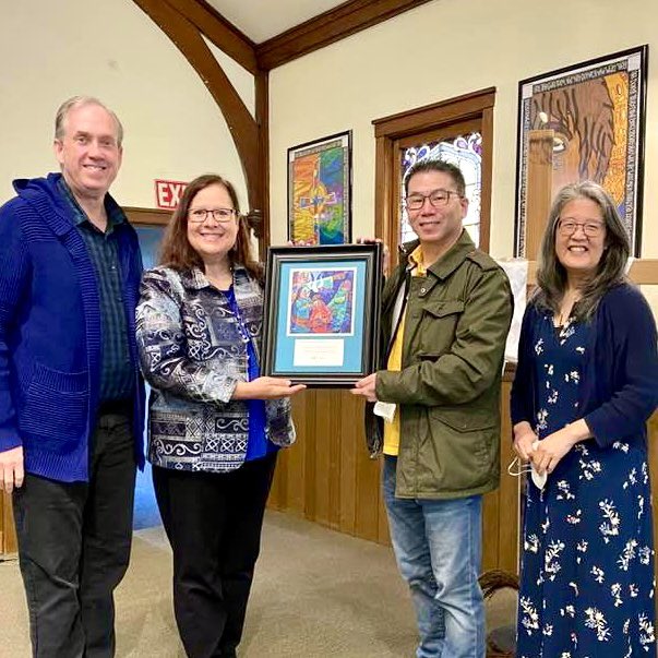 NABChurch's tweet photo. Thanks Cooperative Baptist Fellowship for awarding NABC the Mission Excellence Award—presented here by CBF field personnel Rick and Lita Sample.  We dedicate this award to all NABC members and supporters; and to our wonderful Sunset District community whom we love so much!  ❤️ https://t.co/h5CIj7OaAI