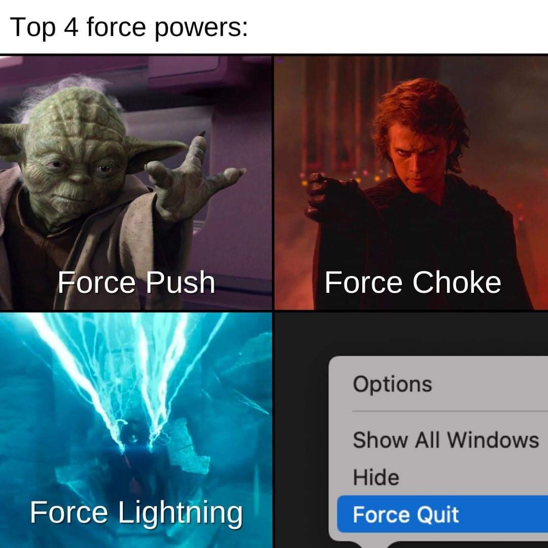 DeedleGreenjr's tweet photo. 🤓😂🤣 #starwars #onewiththeforce #theforce #forcechoke #forcelightning #forcepush #forcequit #sith #jedi #yoda #darthvader #darthsidious https://t.co/xZS3CRCIEm