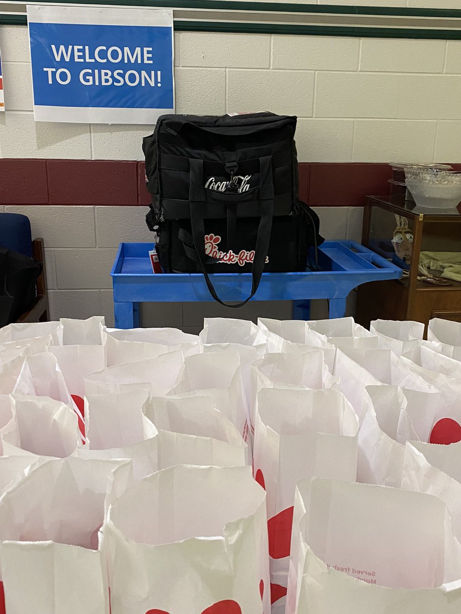 Thanks to all that helped to celebrate our teachers <a href="/GibsonGrizzlies/">Gibson Elementary</a> for teacher appreciation week. We finished the week today with ESS sub office providing breakfast treats and Gibson providing Chick-Fil-A lunch. We have the best staff at Gibson.