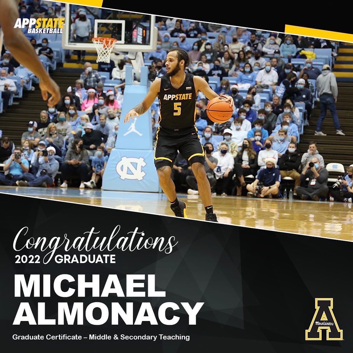 AppStateMBB's tweet photo. Many years of hard work, both in the classroom and on the court, have led to this moment. Join us in congratulating four of our players on graduating this weekend!

#TakeTheStairs https://t.co/QeV3MjdZWQ