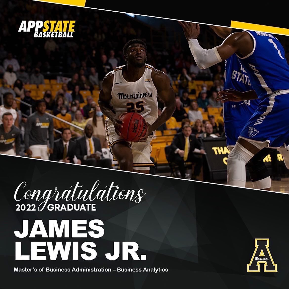 AppStateMBB's tweet photo. Many years of hard work, both in the classroom and on the court, have led to this moment. Join us in congratulating four of our players on graduating this weekend!

#TakeTheStairs https://t.co/QeV3MjdZWQ