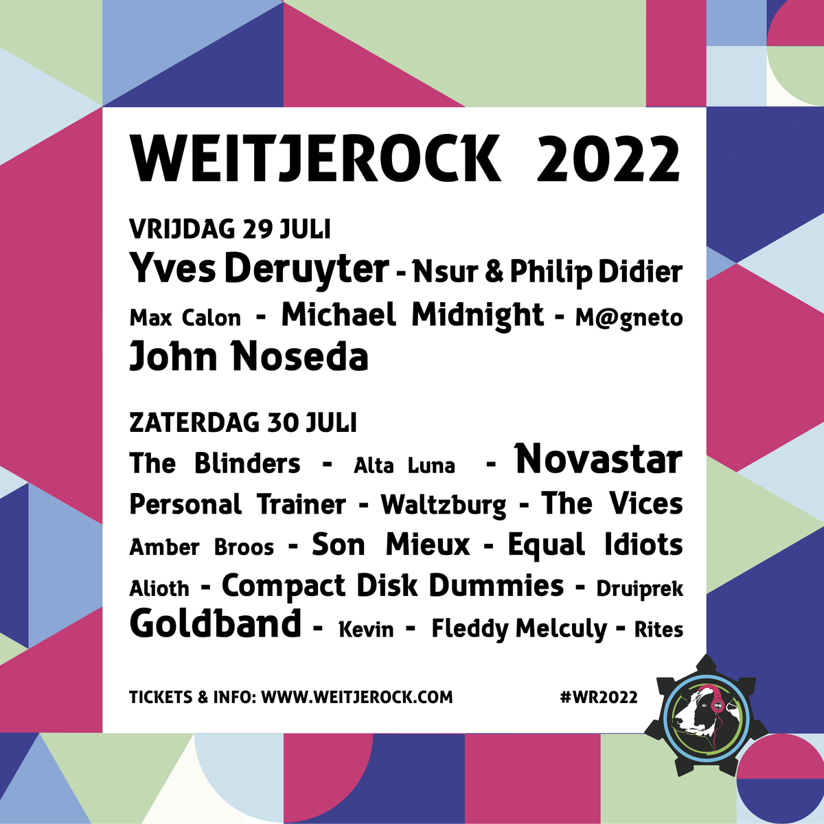 WeitjeRock's tweet photo. 💚𝗩𝗼𝗹𝗹𝗲𝗱𝗶𝗴𝗲 𝗹𝗶𝗻𝗲-𝘂𝗽 𝗪𝗲𝗶𝘁𝗷𝗲𝗥𝗼𝗰𝗸 𝟮𝟬𝟮𝟮💙
Met trots presenteren we onze volledige line-up voor WeitjeRock 2022!
🎫 De kaartverkoop gaat hard, dus als je nog geen ticket hebt ga dan snel naar https://t.co/vtgCnFslJU en zorg dat je erbij bent! 
#wr2022 https://t.co/sZTgZse1M0