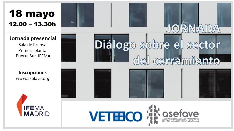 asefave's tweet photo. 📢Junto con @Veteco_ organizamos una jornada presencial en @ifema el miércoles 18 de mayo a las 12.00h. Diálogo sobre el sector del cerramiento. Con @KLINE_SPAIN @Gaviota_Oficial @CARINBISA e #INRIALSA.
👉 Más información e inscripciones: https://t.co/lLJakkJ5jg
¡Te esperamos! https://t.co/PPNiTPcYll