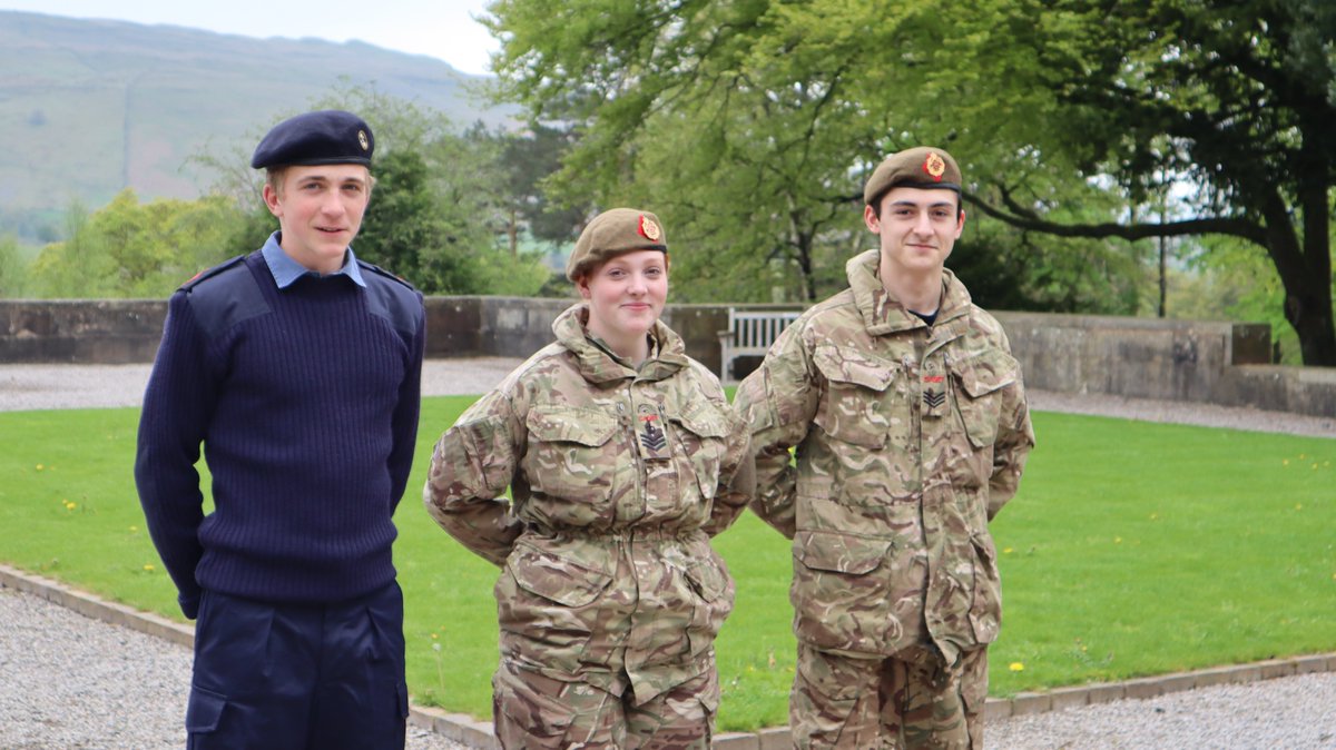 SedberghSchool's tweet photo. 👏 @SedberghHead surprised 3 of our Upper Sixth pupils in assembly this week, as they discovered they had won a Lord-Lieutenants' Certificate of Meritorious Service for Cadets 

🤎 We are hugely proud of Sam, Jess and Ollie and congratulate them on their achievement https://t.co/8BTPwNSUys