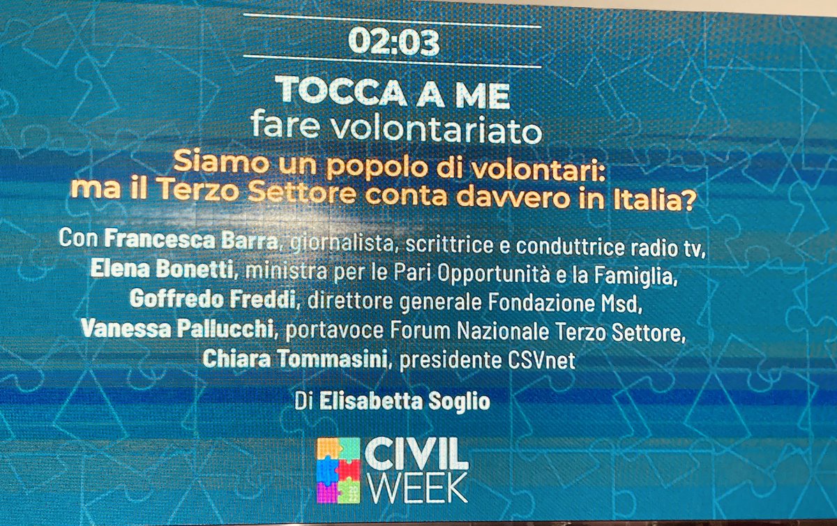 rutiglia's tweet photo. Pronti… via! Inizia il talk #ToccaAme alla #Civilweek2022 del @Corriere https://t.co/GTNC2CtTBt