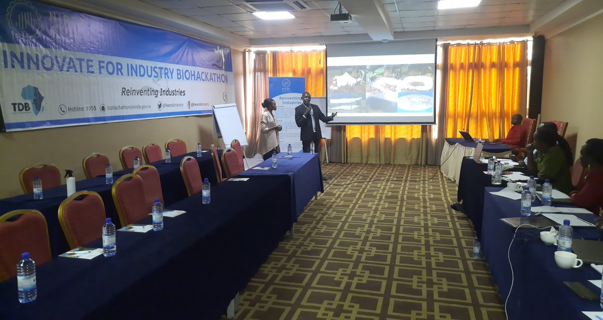 RwandaIndustry's tweet photo. It’s pitching day:Young innovators who are participating in #Innovate4CowBiohackathon are eagerly pitching  ideas before the jury of experts. @RwandaIndustry seeks to select potential young innovators who can turn different parts of the cows into innovative industrial products. https://t.co/8hzAwFHtUx