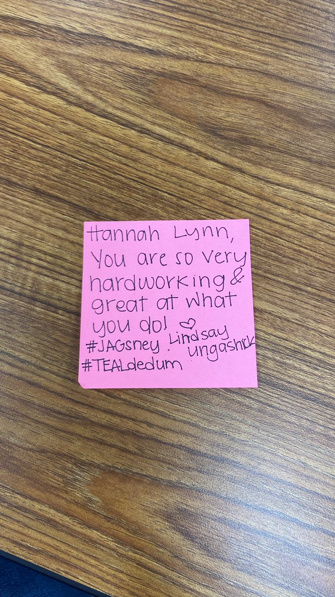 Such a sweet note on this Friday morning!! #TEALdedum #JAGSney