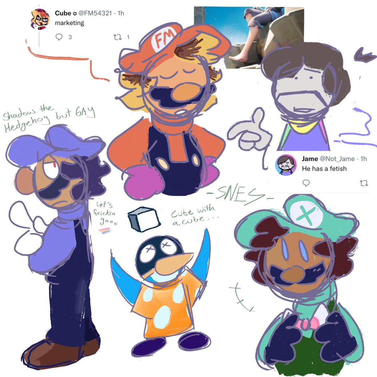 The meme machine trio! (+ some doodles) :] . . . . . #smg4fanart