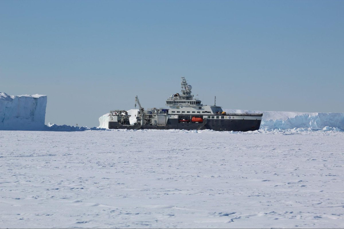 OceanSeaIceNPI's tweet photo. On the ongoing @CIRFA_SFI expedition on #FFKronprinsHaakon we are studying the fast ice off the #Greenland coast. This sea ice is held in place by icebergs from the Greenland ice sheet that have grounded on shallow banks off the coast.
#npolar #FramStraitNPI #maritimerobotics https://t.co/zG2tu6uLIH