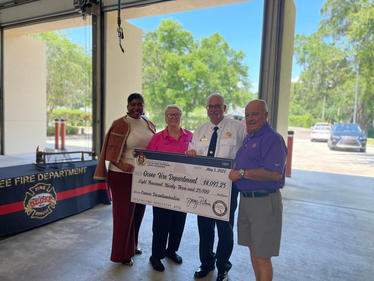 The Ocoee Fire Department received an $8000 grant presented by the State of Florida CFO and State Fire Marshal. The grant was approved during a previous commission meeting. It is our honor to present this award to the great men and women who make up our beloved Ocoee Firefighters