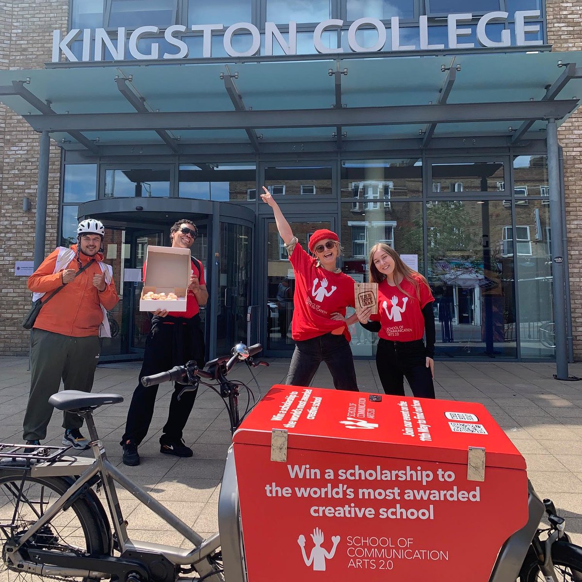 This week we've been scooting around the city on our 🚲 spreading tasty treats and scholarship propaganda! Who spotted us!? We met so many great creative students and we can't wait to see them on the 11th May. Have you RSVP'd yet? No? Do it now ➡️ bit.ly/38Ur5Sn