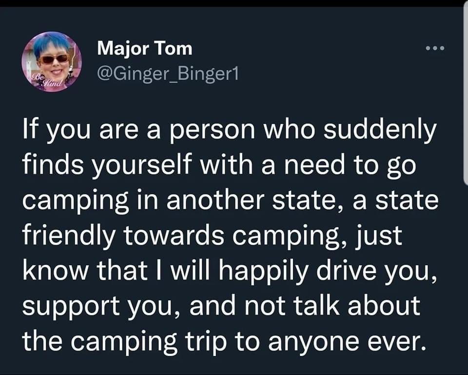 I did actually have to camp when I went to Ft. Collins because although I could afford the procedure, it took my whole paycheck and I could not afford a hotel room. So this kind of struck a cord with me.. because it’s basically what I told my work I was doing.