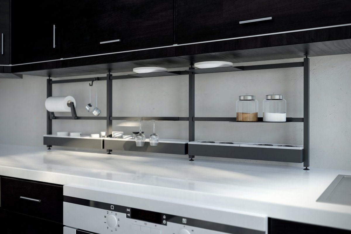 Box15_UK's tweet photo. GRID is our new modular kitchen storage system. GRID uses an adjustable mount system to fit between your worktop and cabinets meaning NO TOOLS or drilling is required to install. Choice of lengths, height and colours available. https://t.co/AY9bFpn1s1 https://t.co/Lzmz10GsX9