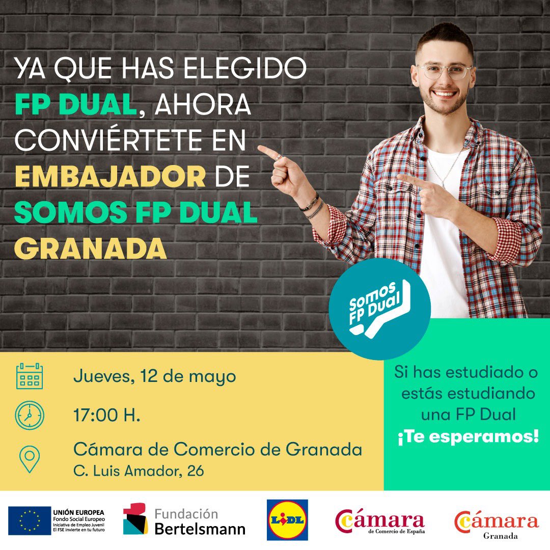 CCGranada's tweet photo. ¿Estás estudiando o has estudiado una FP Dual? Si es así, anímate a dar un paso más, conoce la Red @SomosFPDual_ 

➡️ Intercambia experiencias con otros jóvenes con tus mismas inquietudes, conoce a otros embajadores y hazte voluntario para inspirar a miles de jóvenes 

1/2 https://t.co/2woy6Z9mtb