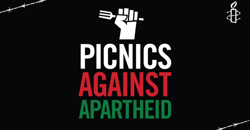 AmnestyIreland's tweet photo. EVENT TOMORROW: Join us for our first Picnics against Apartheid.  Saturday 14 May in Dublin. St Patrick's Park, 2:30pm. Spread the word!

Please also join us at @IPSC48's ‘Moving Gallery’ to commemorate the Nakba, at 1:30pm St. Stephen’s Green (Grafton St) 

#EndIsraeliApartheid