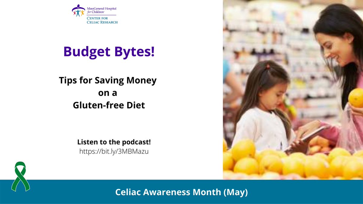 CeliacResearch's tweet photo. #celiacawarenessmonth 💚A #gluten- free diet is the current treatment for #celiac disease. But for many patients, the diet is an economic burden. Listen to this @ChildrensNatl podcast for practical budgeting tips →→ https://t.co/rxFWhw78LE @mghfc @MGH_GI #coeliac #GITwitter https://t.co/jx8DHoJwiq