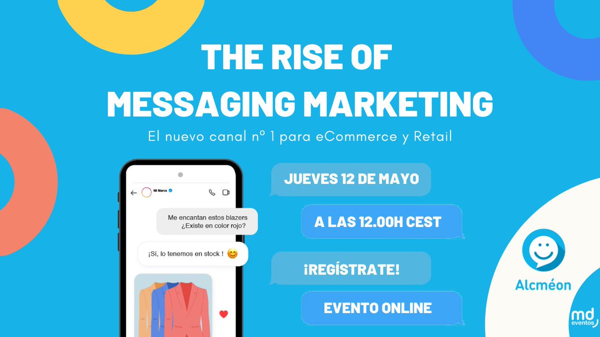 MkdirectoEvents's tweet photo. Aunque hace nada hayamos tenido #CONECTADOS22 ¡no paramos!
El 12 de mayo te esperamos en un evento online junto a @Meta, @Aquaservice y @AlcmeonEspana 👀
Descubre todo sobre el Messaging Marketing, regístrate aquí: https://t.co/xKsTJ3XXWS https://t.co/Vhksyu0prc