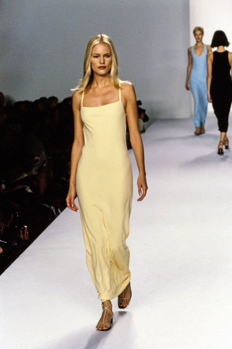 calvin klein slip dress 90s Calvin Klein Collection Spring 1995 Silver Slip Dress Carolyn Bessette  Kennedy