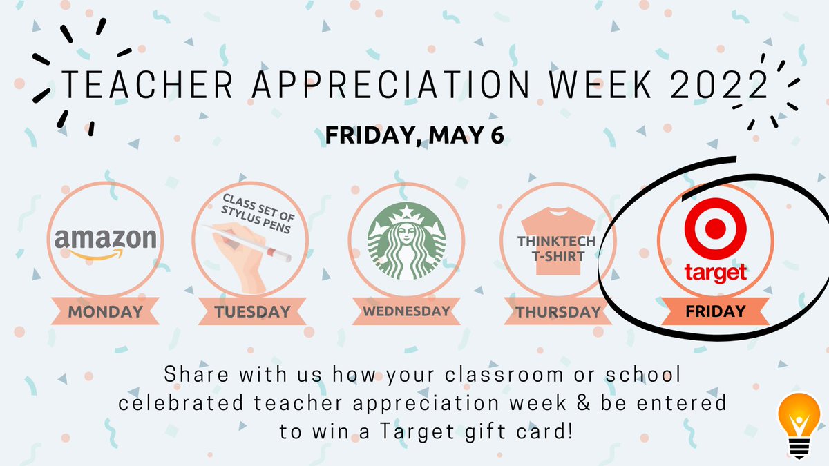 GoTHiNKtech's tweet photo. How did your classroom or school celebrate #TeacherAppreciationWeek? Follow, like &amp; share with us to be entered to win a Target gift card 👏

All winners will be chosen &amp; contacted by 5/9! https://t.co/qzripKx85k