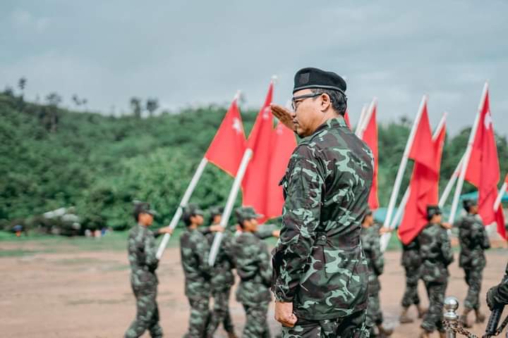 miN13700's tweet photo. The one-year anniversary of the establishment of the People's Defence Force (PDF) was held at Battalion No. 3502 of People's Defence Force (Taungoo District).
#SupportPeopleDefenceForce
#2022May6Coup
#WhatsHappeningInMyanmar https://t.co/nyNY1aADAs