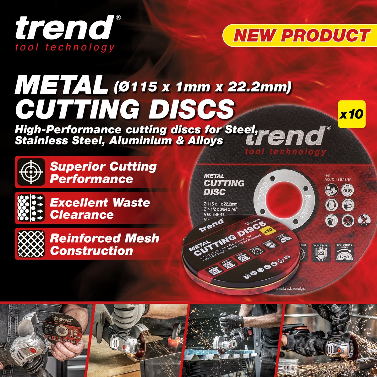 TrendToolTech's tweet photo. Trend's NEW Metal 1.0mm Discs are here! Find out more about the high-performance 1.0mm cutting discs for Steel, Stainless Steel, Aluminium and alloys here 👉 https://t.co/GaFi0T2wPd #CuttingDiscs #GrindingDisc #MetalDiscs #SteelCutting #Toolsfortrade #Grinders #PowerTools https://t.co/sCqoPo6Mrh