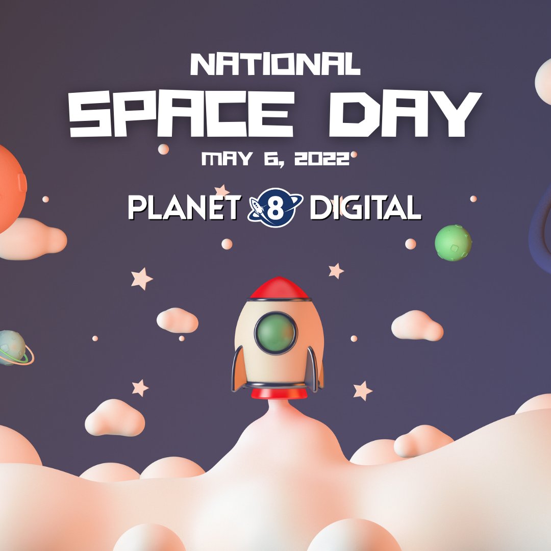 Planet8Digital's tweet photo. I don't think you can be named Planet 8 Digital and have a planet and rocket in your logo if you don't plan to celebrate and recognize National Space Day today! We think space is cool! 🌎  🚀  🔭  🛰️  🌕 

#NATIONALSPACEDAY #planet8digital  #digitalmarketingagency https://t.co/xLOOaD6ig6