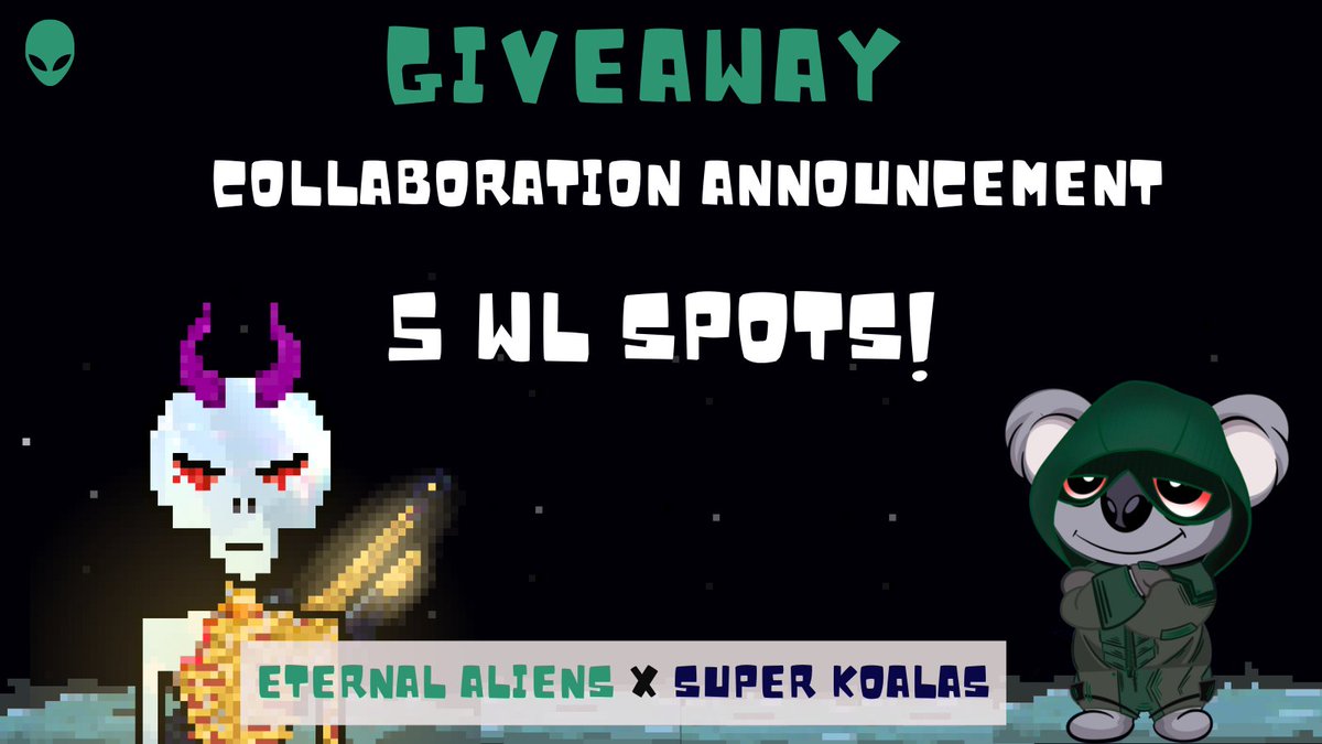eternalalienNFT's tweet photo. 🚨Koalas are coming to Terra. This Collab is coming 
straight from down under! 🐨

We are giving away 5 WL spots for @SuperKoalasNFT
 
1. follow @eternalalienNFT  &amp; @SuperKoalasNFT 
 
2. Like + RT + Tag 1 friend ♥️

Giveaway ends in 48 hrs

$luna #lunatics #terra #TerraNFTs https://t.co/3WLOZeCzbM