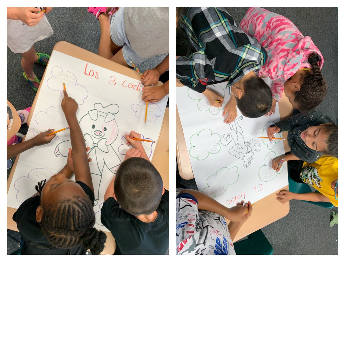 JackelineCaes's tweet photo. Hands on! 😊 sharing and thinking about the three little pigs side and the wolf side of the story! 🐷vs🐺 Let’s go!!! ♥️ @rockyriverelem @ParticipateLrng https://t.co/I8EMAJhR0b