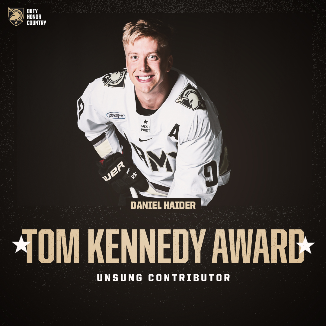 Our next team award is the MAJ Tom Kennedy Award and it went to senior Daniel Haider! 

The award is presented to a player who exemplifies the great characteristics of Kennedy: a hard worker who will do anything to help the team. 

#GoArmy