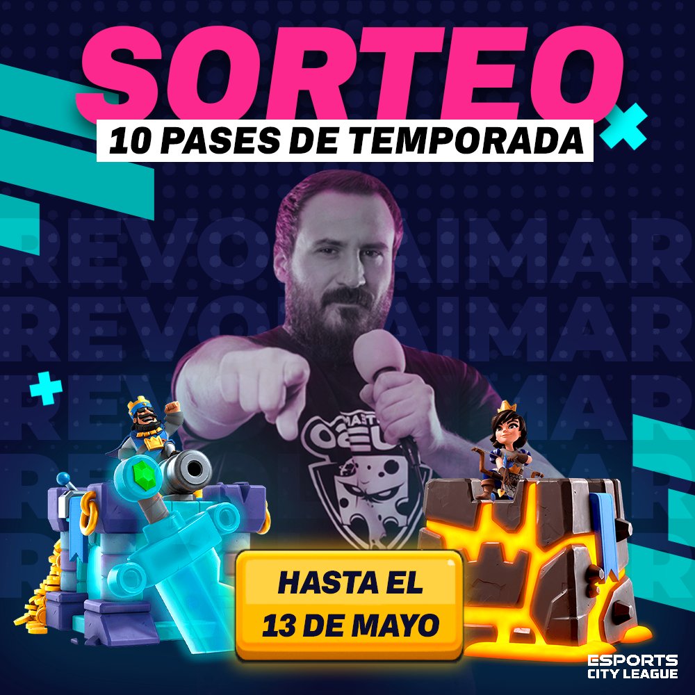 ✨Este domingo hay challenge de Clash Royale y para celebrarlo os traemos este SORTEAZO de 10 Pass Royale✨

1⃣Sígueme @ReVoLAimaR 
2⃣Sigue a @esportscitylg 
3⃣Da RT al tweet

⌛️13 de Mayo
✅Recuerda apuntarte al challenge
👉bit.ly/3kRHFox

🍀¡MUCHA SUERTE A TOD@S!