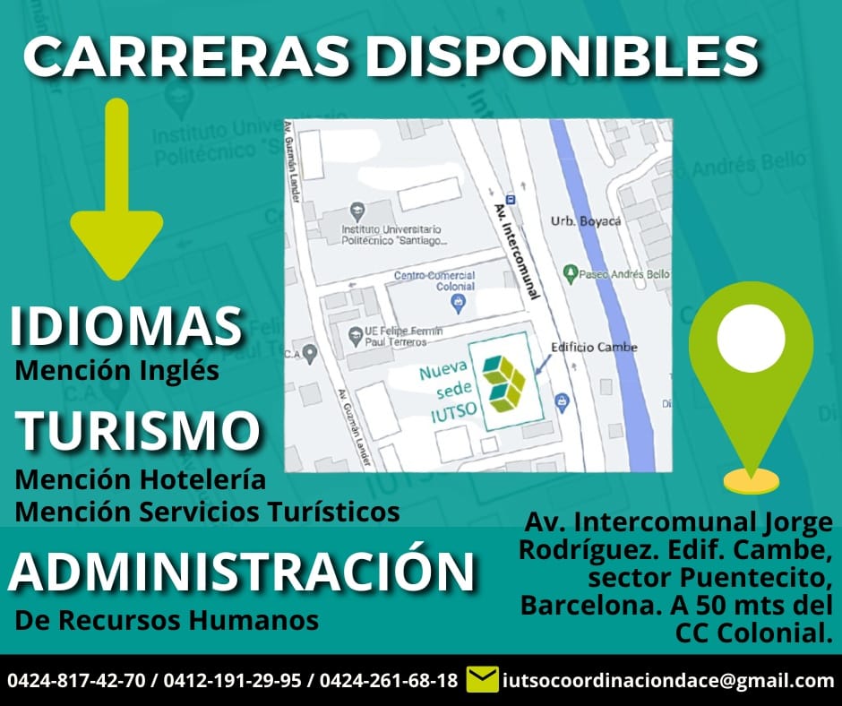 IutsoVe's tweet photo. Fórmate con nosotros en las carreras: Idiomas mención Inglés, Turismo mención Hotelería o Servicios Turísticos, Administración mención RRHH.

¡Tú eliges!

Modalidad presencial. https://t.co/b4P07c2p2l