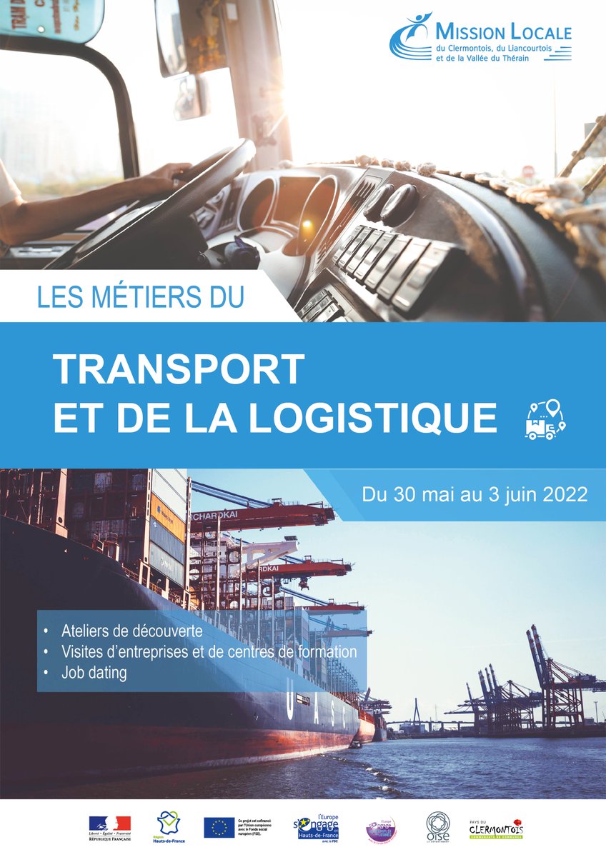 MLClermont60's tweet photo. TRANSPORT ET LOGISTIQUE : en mai, trouve ton futur métier ! 😃

Ta Mission Locale de Clermont organise de nombreuses animations sur la semaine thématique dédiée aux métiers du transport et de la logistique. 🚚😉

👉 03 44 68 27 27
👉 accueil@mission-locale-clermont.fr

#transport https://t.co/C4pFSrJlma