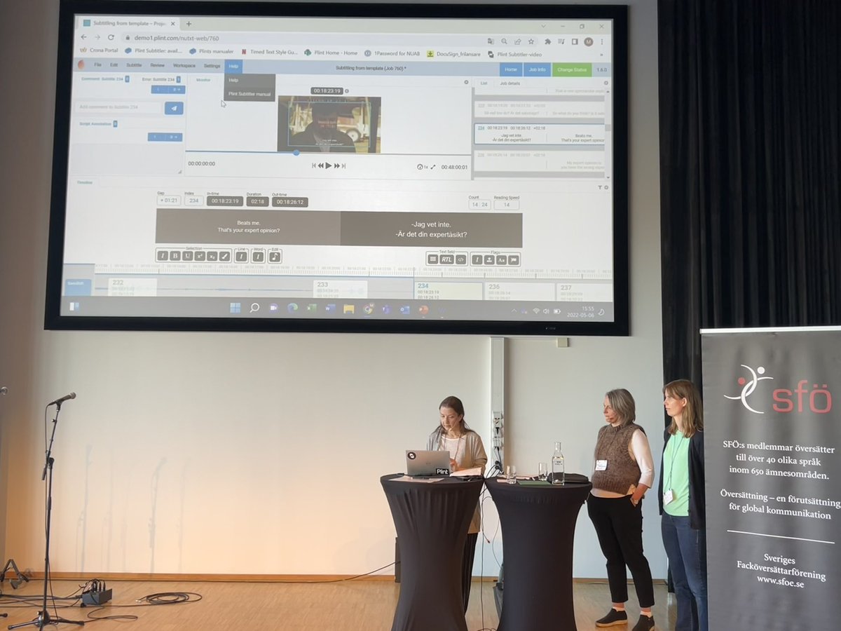 lenapiras's tweet photo. Kul med en demonstration av hur undertextning går till. Många faktorer att beakta för en vanlig [EU-]översättare. Tack #Plint https://t.co/6Wl9YZq0v7