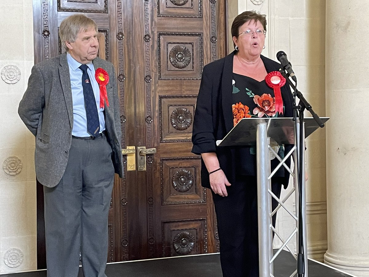 BronWeatherby's tweet photo. Labour’s incumbent Beverly Hopkins and Mark White go on to represent Landore for another five years.

Beverly’s daughter Nicola and husband David have also won council seats here today. 

That makes three councillors in one family. 

(She is also Quinn’s grandmother… 👶) https://t.co/Yg01a0ViVh