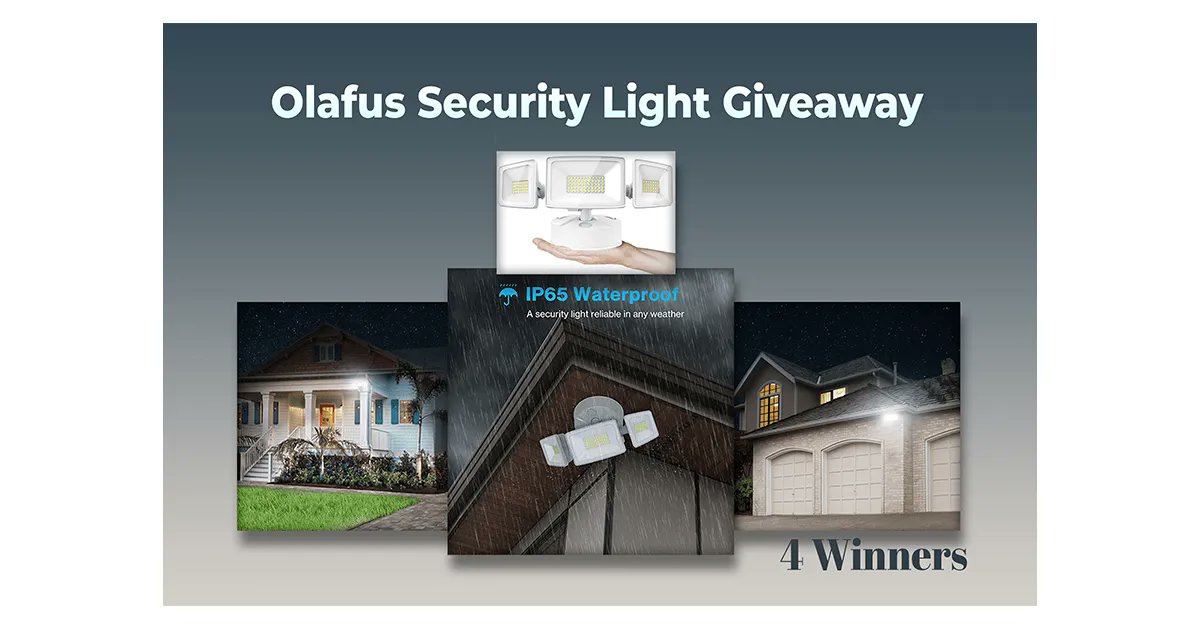 GooseGiveaways's tweet photo. Ends Tomorrow! Olafus Security Flood Light Giveaway – 4 lucky winners!
🖱️ Click below for sweepstakes link and details 👇 https://t.co/rfxXpMlaTw
🌍️ US, 18+
#sweepstakes #giveaway #contest #win #giveawaycontest #contestgiveaway #securitylights #floodlights @olafuslife https://t.co/sIEeAzkAWp