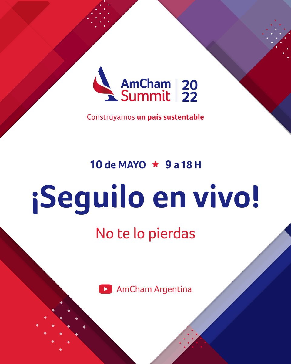 Ya llega el #AmChamSummit 2022 ✨

Funcionarios, líderes empresarios y referentes del sector público-privado se reunirán para construir juntos una Argentina más sustentable.

💻Conectate estés donde estés al streaming EN VIVO y abierto.
📌¡Agendalo! amchamar.com/SummitStreamin…
