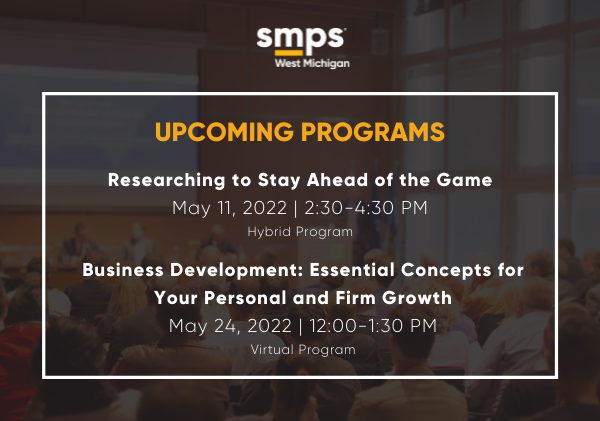 SMPSWM's tweet photo. Join us next Wednesday, May 11, at 2:30 PM for a great program on conducting research to stay ahead in the market.

For more details and to register, visit https://t.co/qtU1MO8kVP.

#SMPSWM #SMPS #AECMarketing #LearningOpportunity https://t.co/6n2Om7taNV
