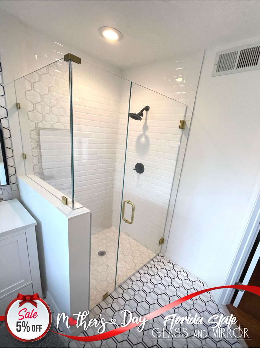 Add a modern look to your bathroom with our Custom Frameless Shower Enclosure. Call Us for a Free Estimate at 561-997-6990 #framelessshower #framelessshowerdoor #framelessglass #shower #showers #showerenclosure #glassdoors #glassandmirrorexperts #glassexperts #floridastateglass