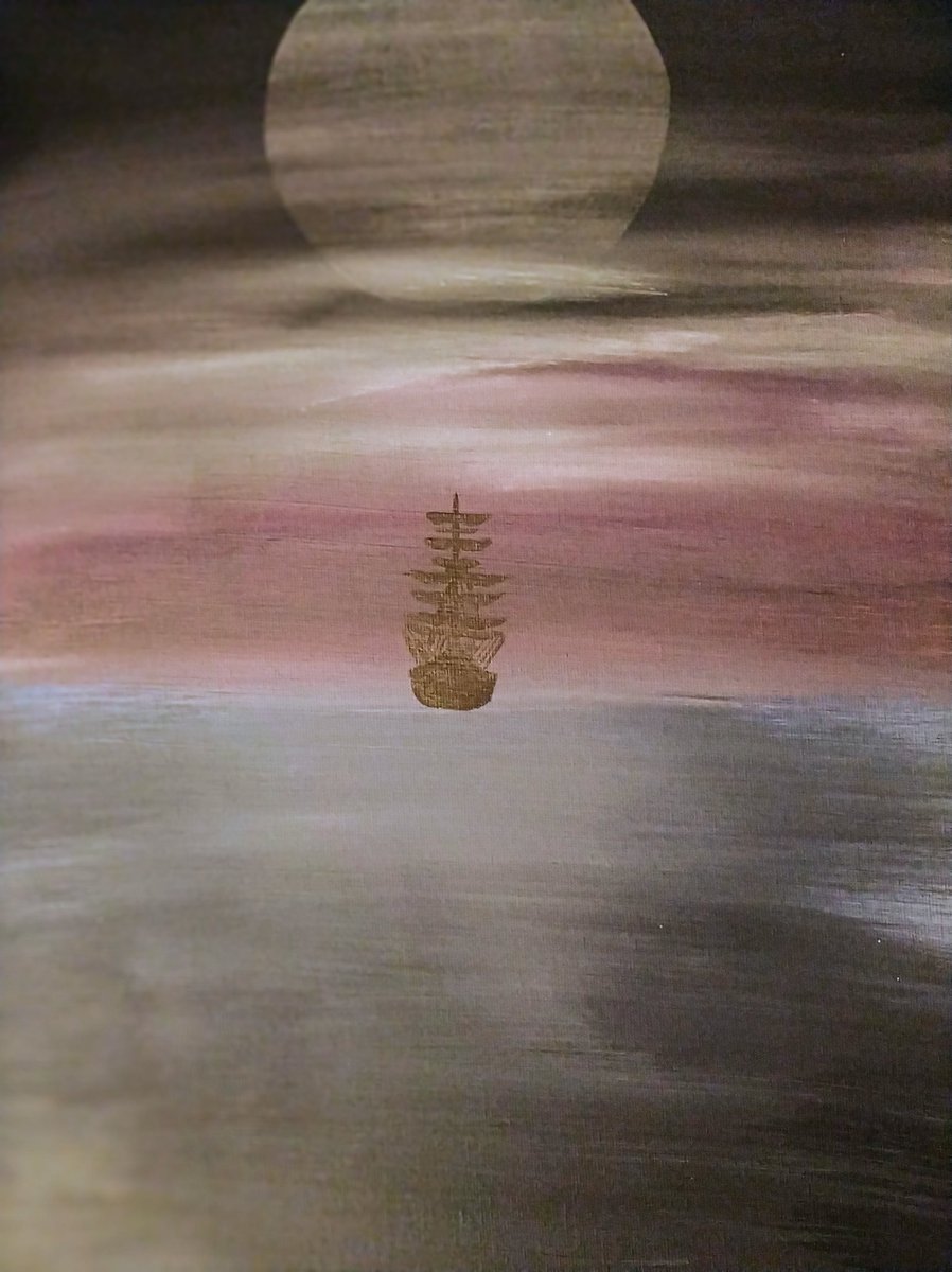 the_imp0ster's tweet photo. i painted this over a couple of evenings last week

i hung it up but i'm not "happy" with it 

it doesn't flow quite right and it's muddy/clear in all the wrong places

but at the same time, it's kinda funky? 

you can tell what i was going for
but just didn't quite hit lol https://t.co/Mw72BFiCXk